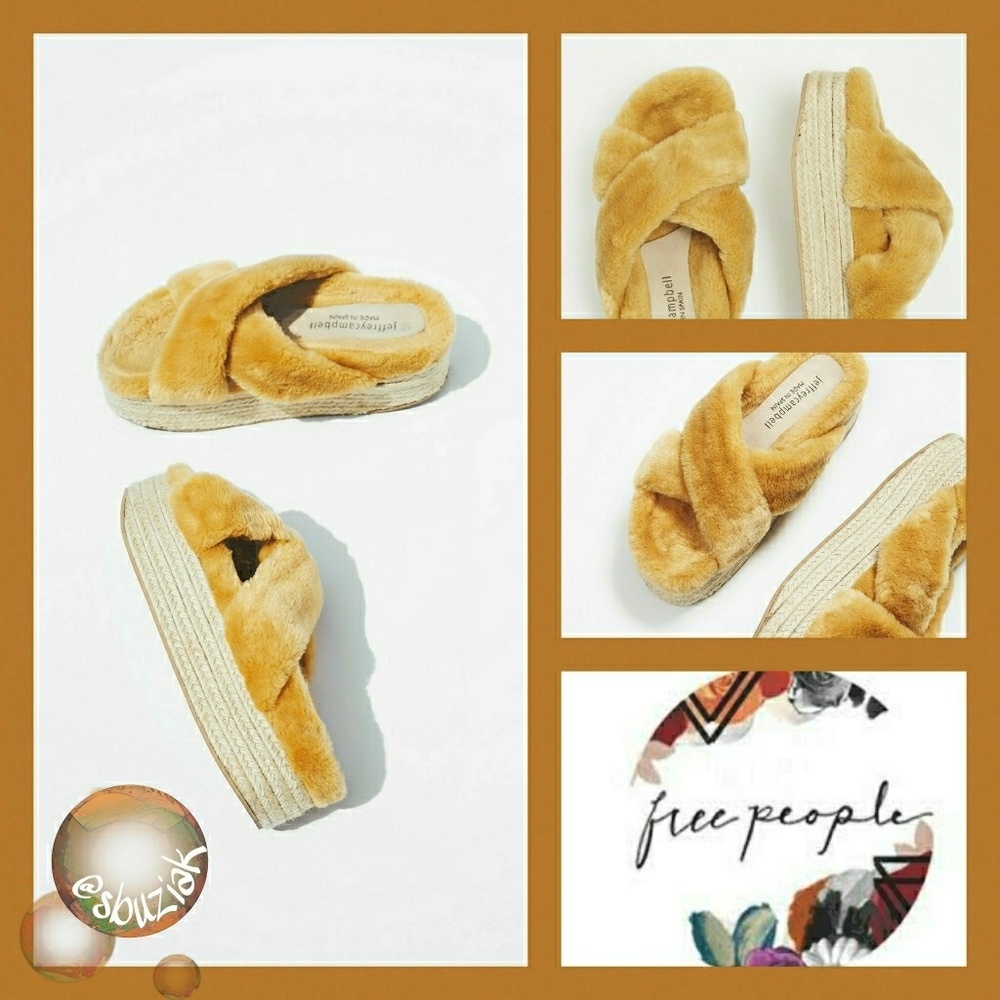 Jeffrey Campbell x FP Faux Fur Espadrille Slides
